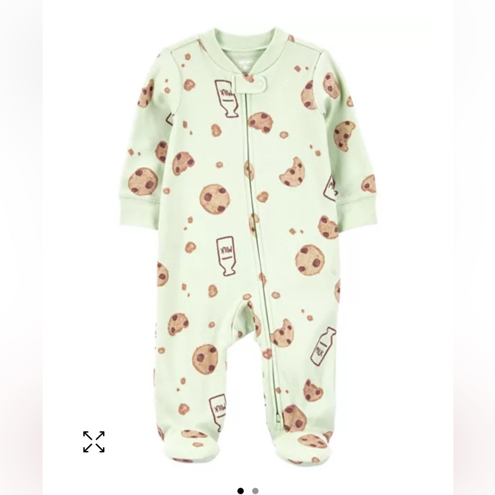 🍪NWT Carter’s Baby Milk and Cookies Mint Green Zipper Footie Gender Neutral